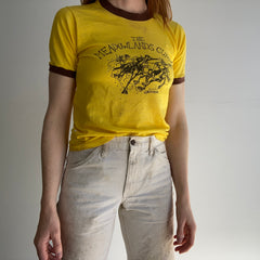1984 The Meadowlands Cup SUPER STAINED Smaller Sized Bright Yellow and Brown Ring T-Shirt