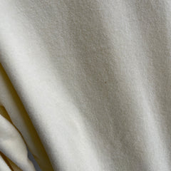1980s Natural White Velour Long Sleeve Polo Shirt - YESSSSSS
