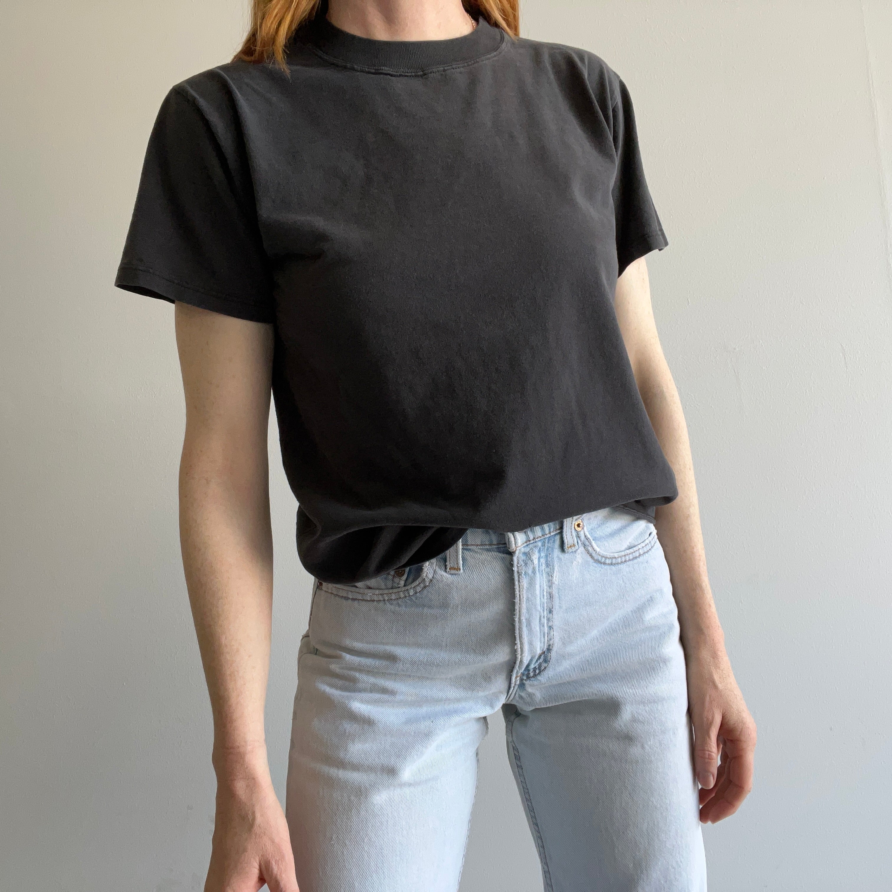 1980/90s Faded Blank Black T-Shirt by Russell