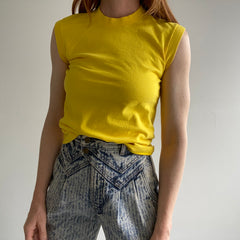 1980s Vibrant Yellow Smaller Muscle Tank by FOTL