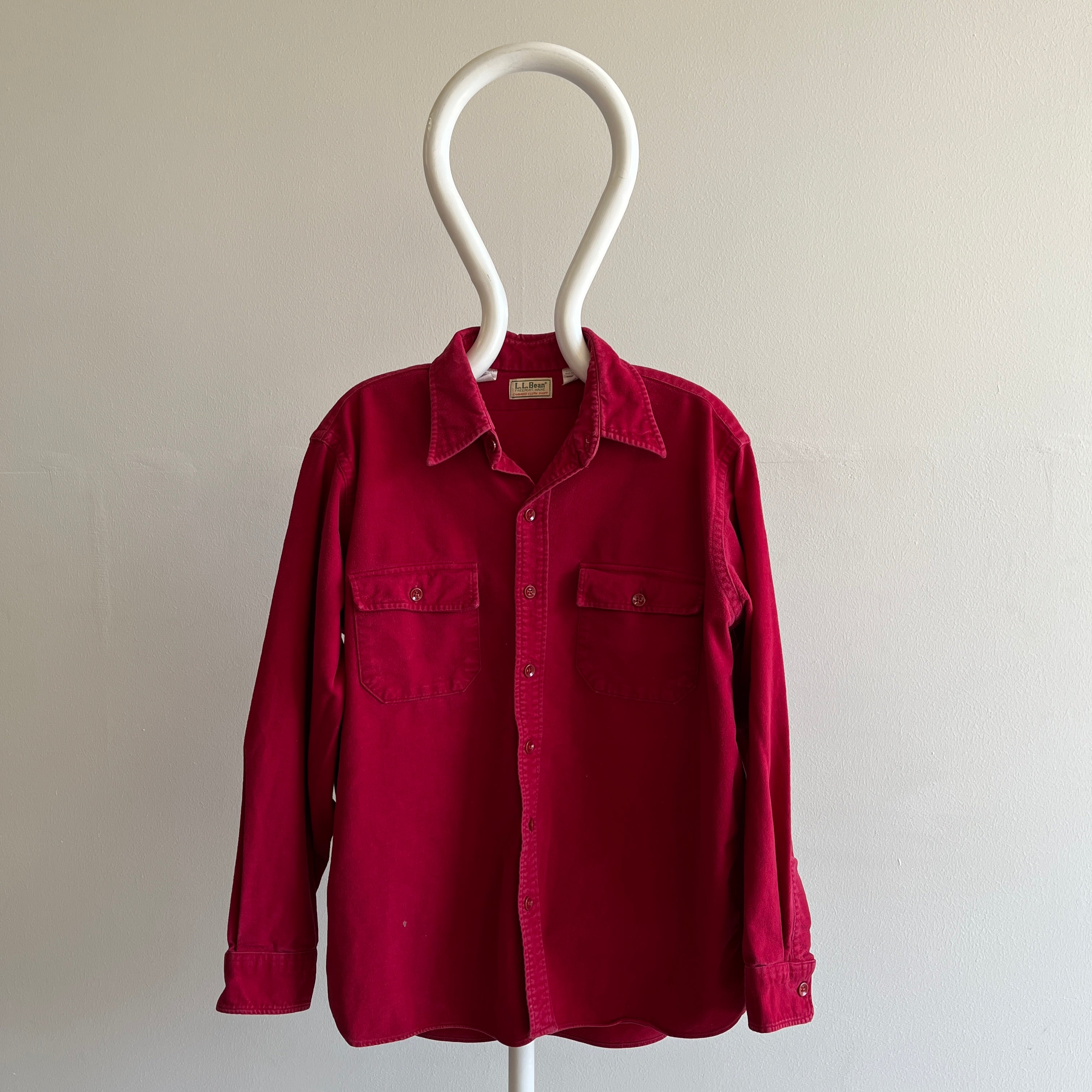 1980s L.L. Bean USA Made Bordeaux Colored Buttery Soft Chamois Flannel