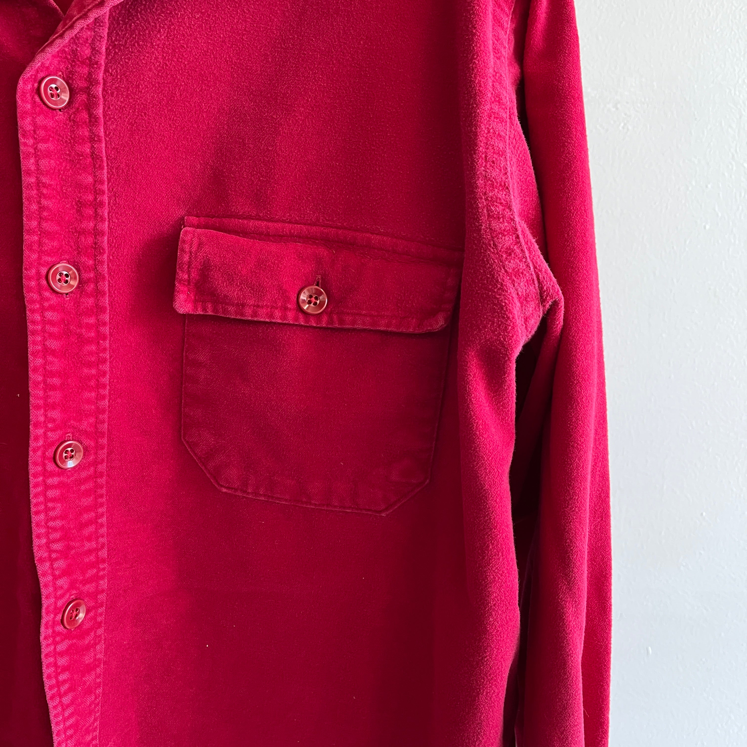 1980s L.L. Bean USA Made Bordeaux Colored Buttery Soft Chamois Flannel