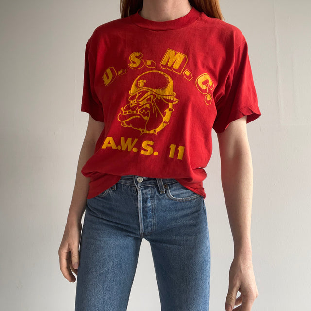 T-shirt bouledogue USMC des années 1980