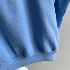 1980s Color Block 1/4 Zip Blue and White Mock Neck Sweatshirt