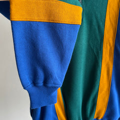 1990s Color Block 1/4 Zip Mock Neck Sweatshirt