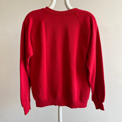 1980s Buttery Soft Arm Gusset Blank Red Sweatshirt - Mieux que la moyenne !