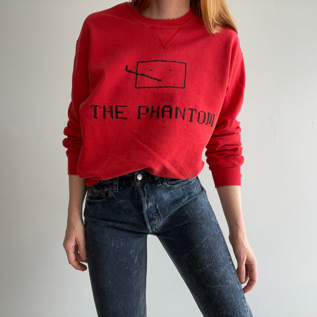 1990s DIY "The Phantom" Tattered Stained and Worn Sweatshirt