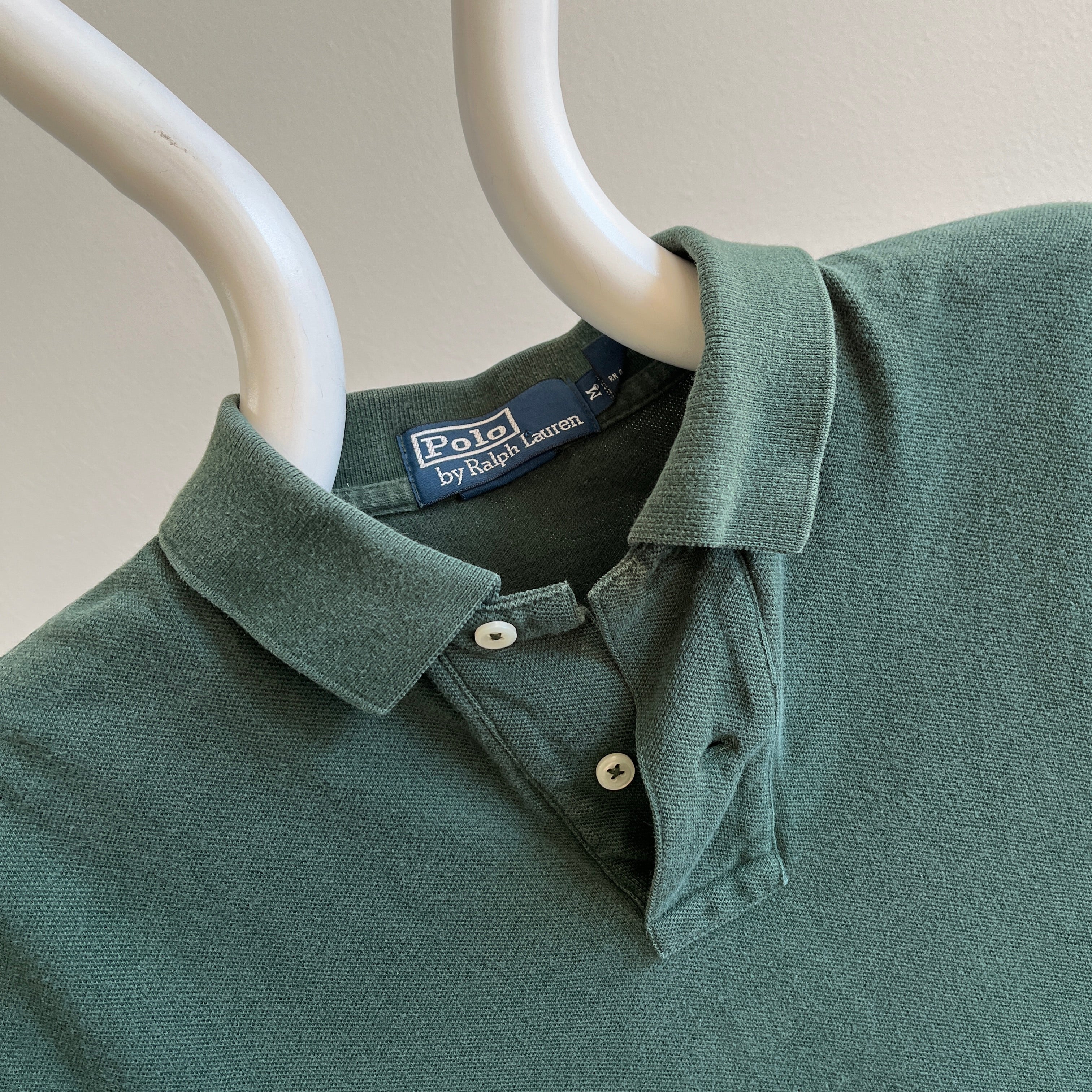 Polo Ralph Lauren vert foncé délavé des années 1990/2000