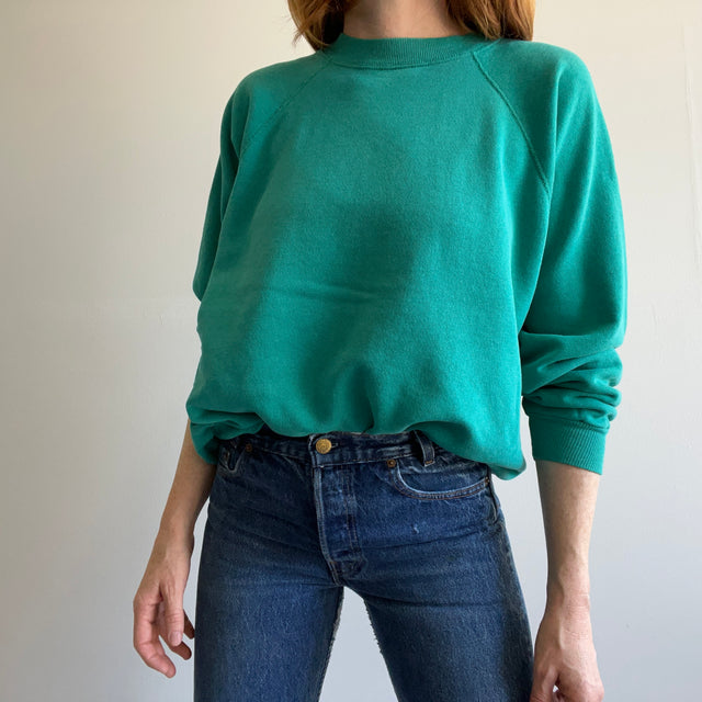 1980s Blank Teal Raglan Sweatshirt