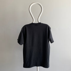 1980s Paint and Oil Stained Blank Black FOTL Cotton Pocket T-Shirt