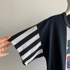 1980s Color Block Trade Winds Surfer T-Shirt with Striped Sleeves