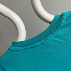 1990s Nicely Worn Blank Teal T-Shirt
