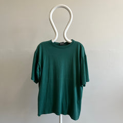 T-shirt en coton vert foncé à manches bouffantes délavées des années 1990