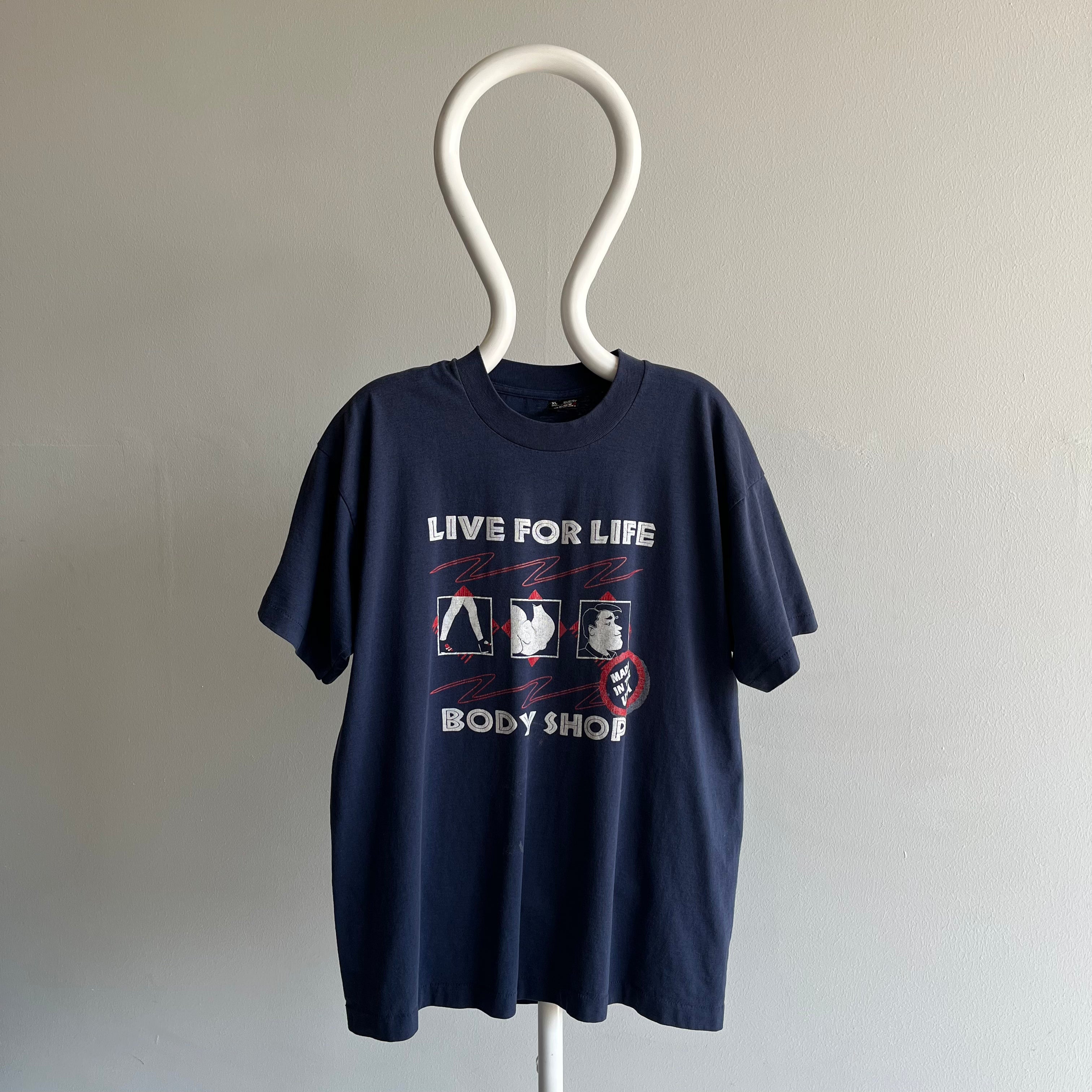 1990s Live For Life Body Shop - Fabriqué aux États-Unis - T-shirt