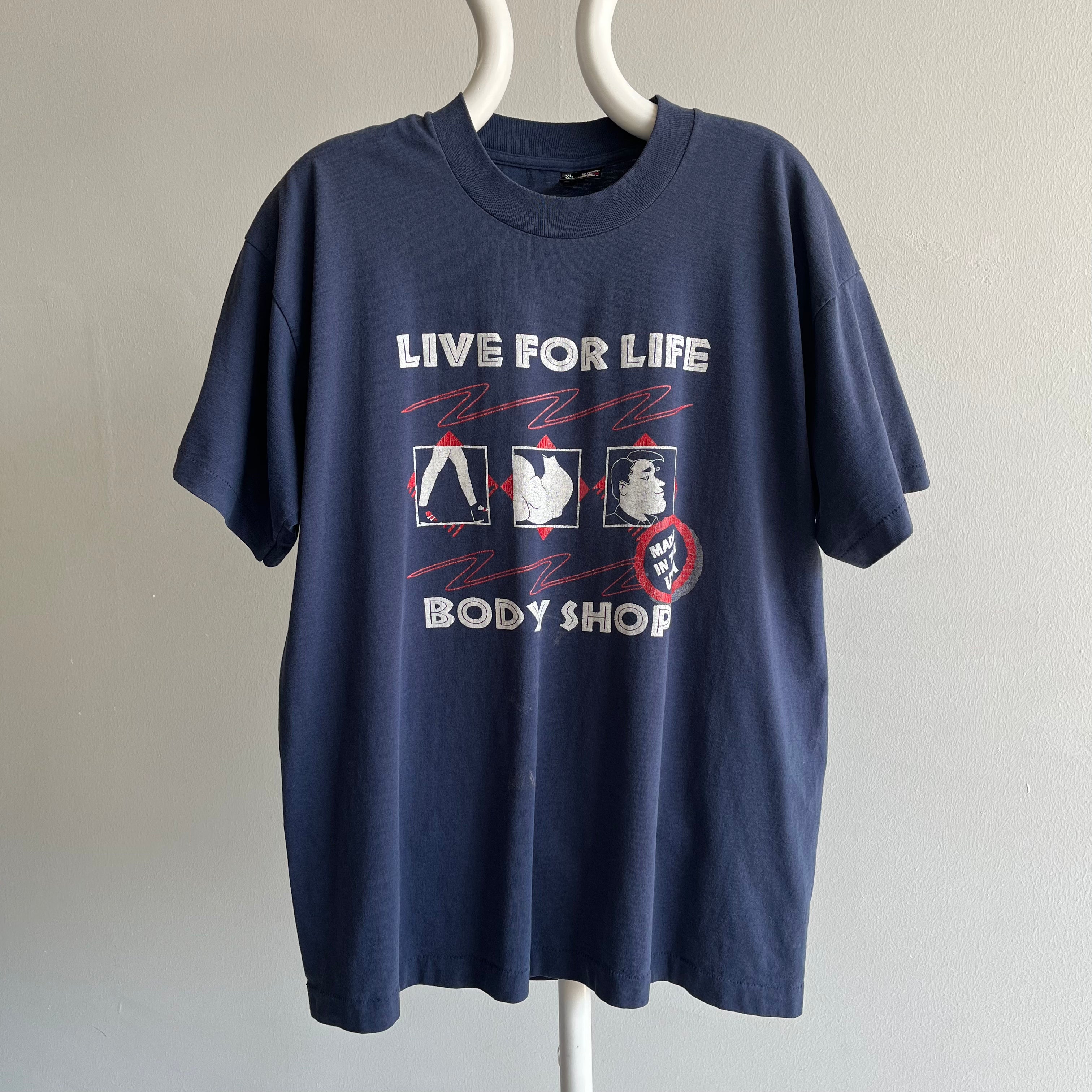 1990s Live For Life Body Shop - Fabriqué aux États-Unis - T-shirt