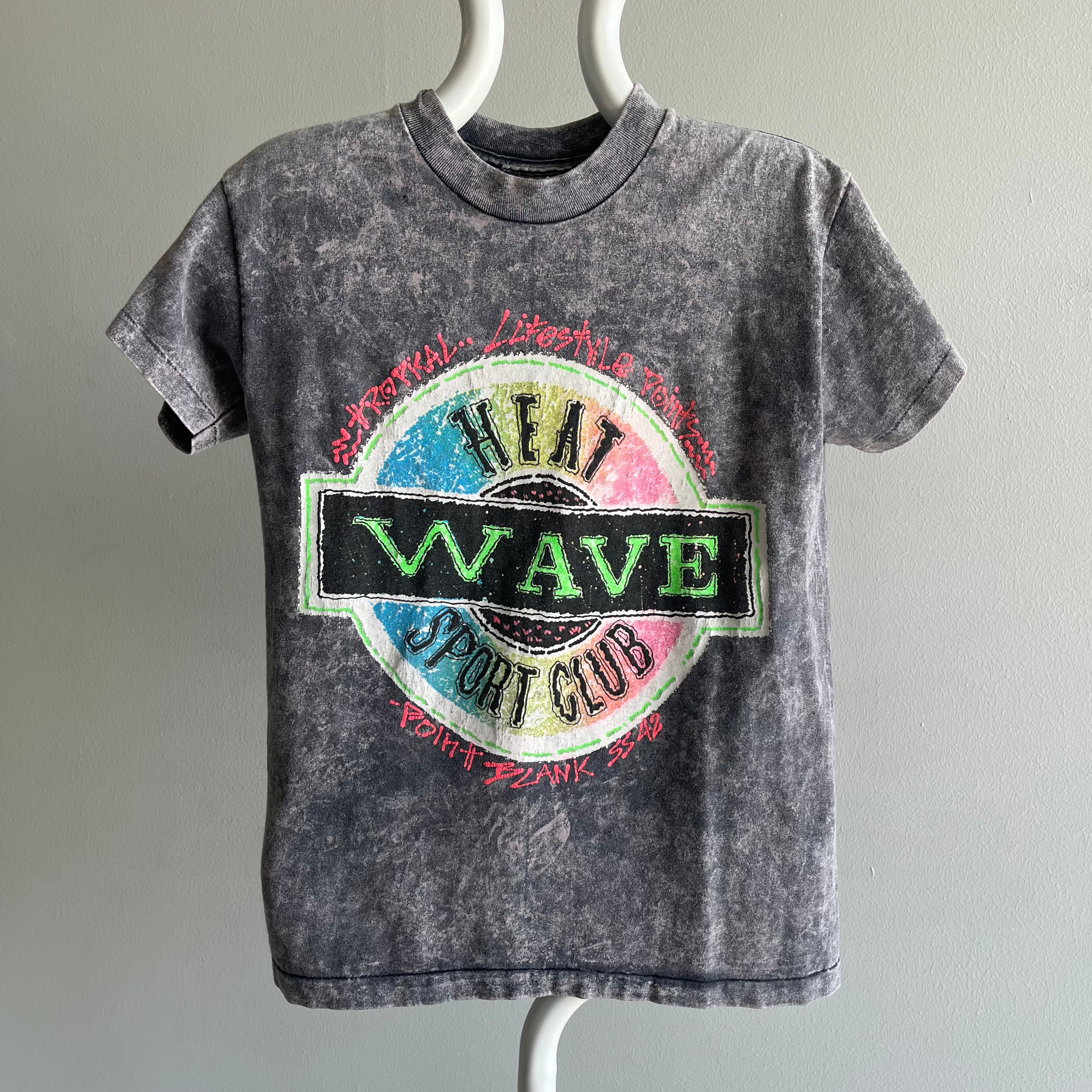 1980s Heat Wave Sports Club Acid Wash Cotton T-Shirt