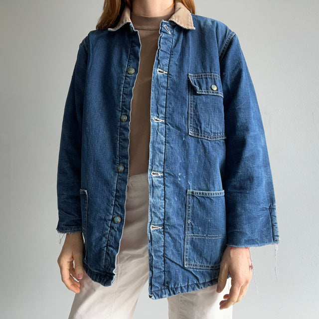 1970s Insulated and Cut Cuff Denim Chore Coat