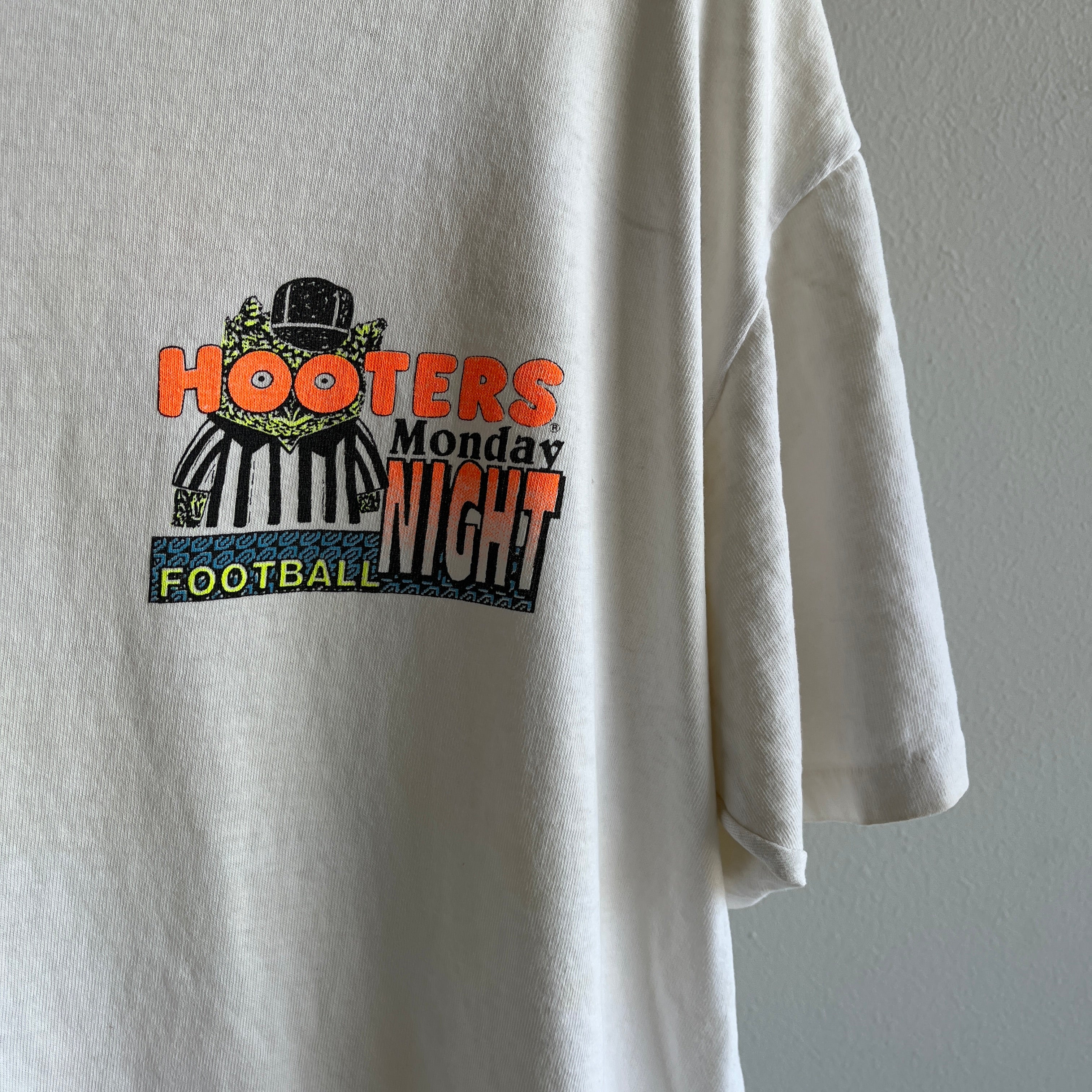 1990s Hooter's Monday Night Football Tattered and Worn T-Shirt