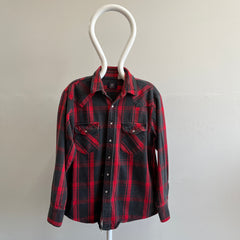 1980s Buffalo Plaid Cowboy Snap Front Flannel