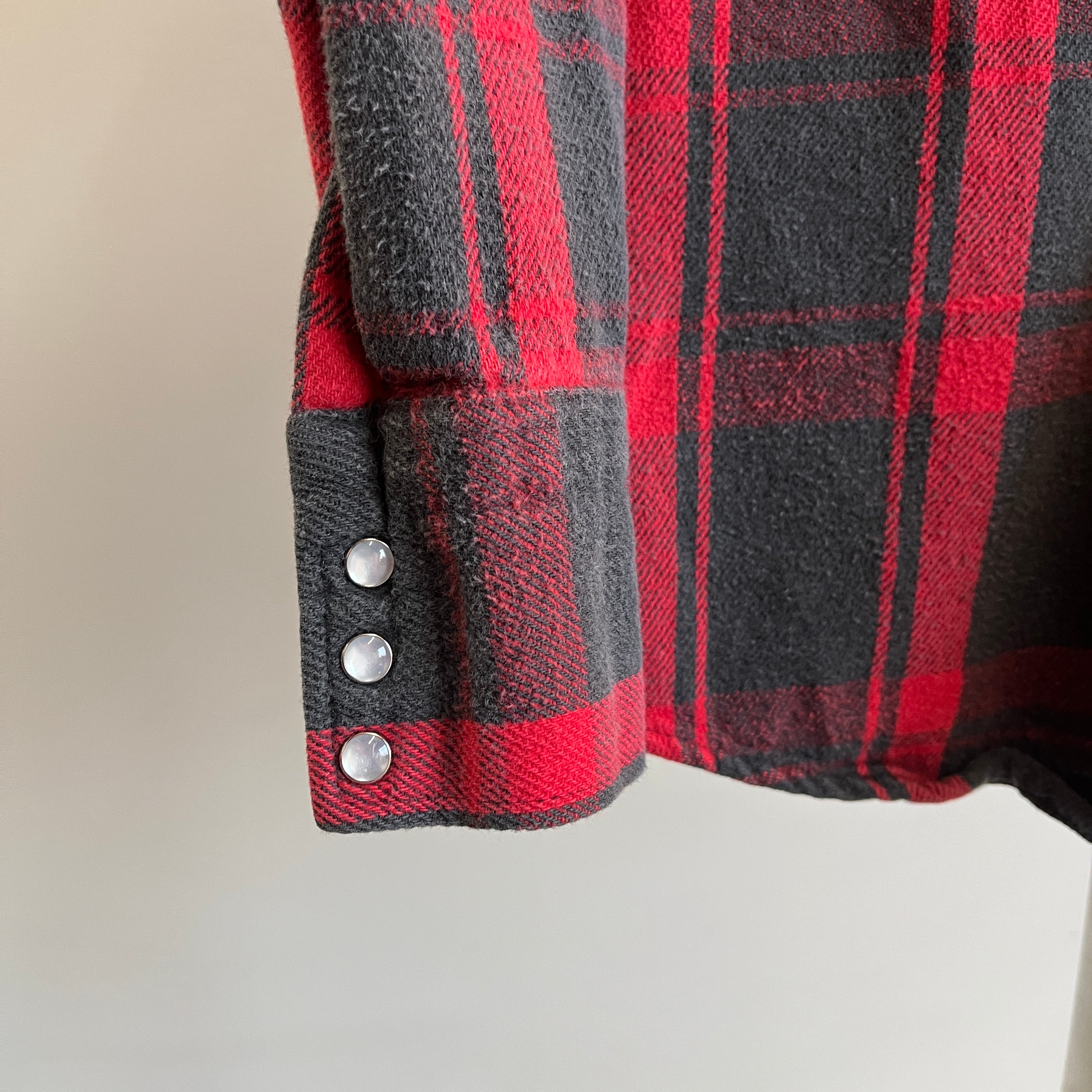 1980s Buffalo Plaid Cowboy Snap Front Flannel