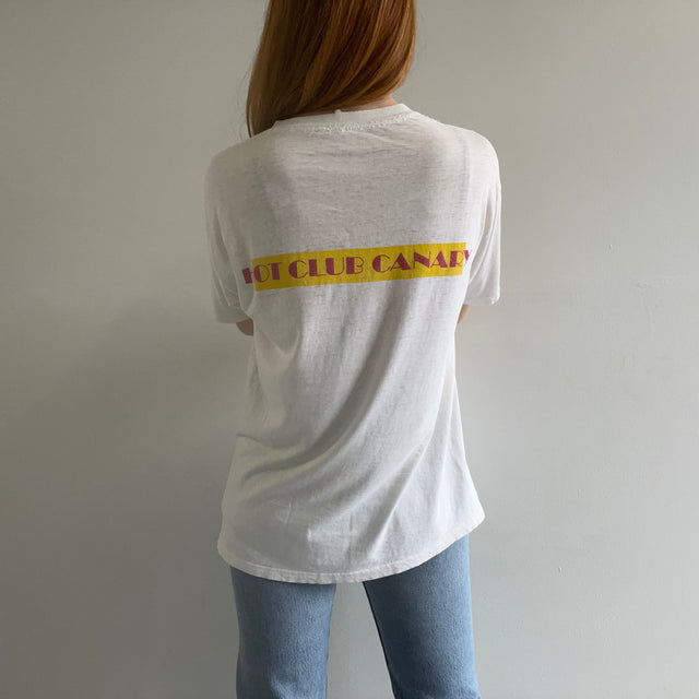 1980s HOT CLUB CANARY Thinned Out and Stained Front and Back T-Shirt - Personal Collection