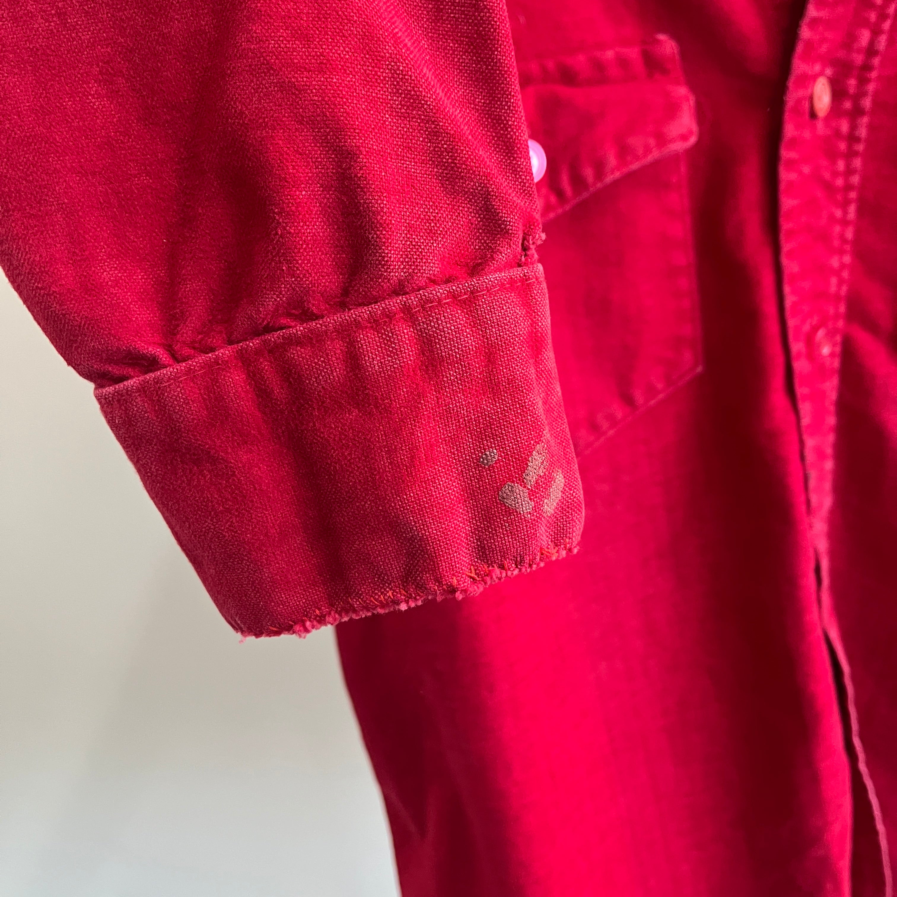 1970s Deep Red Moleskin Cotton Flannel by Frostbite - WOWOWOW