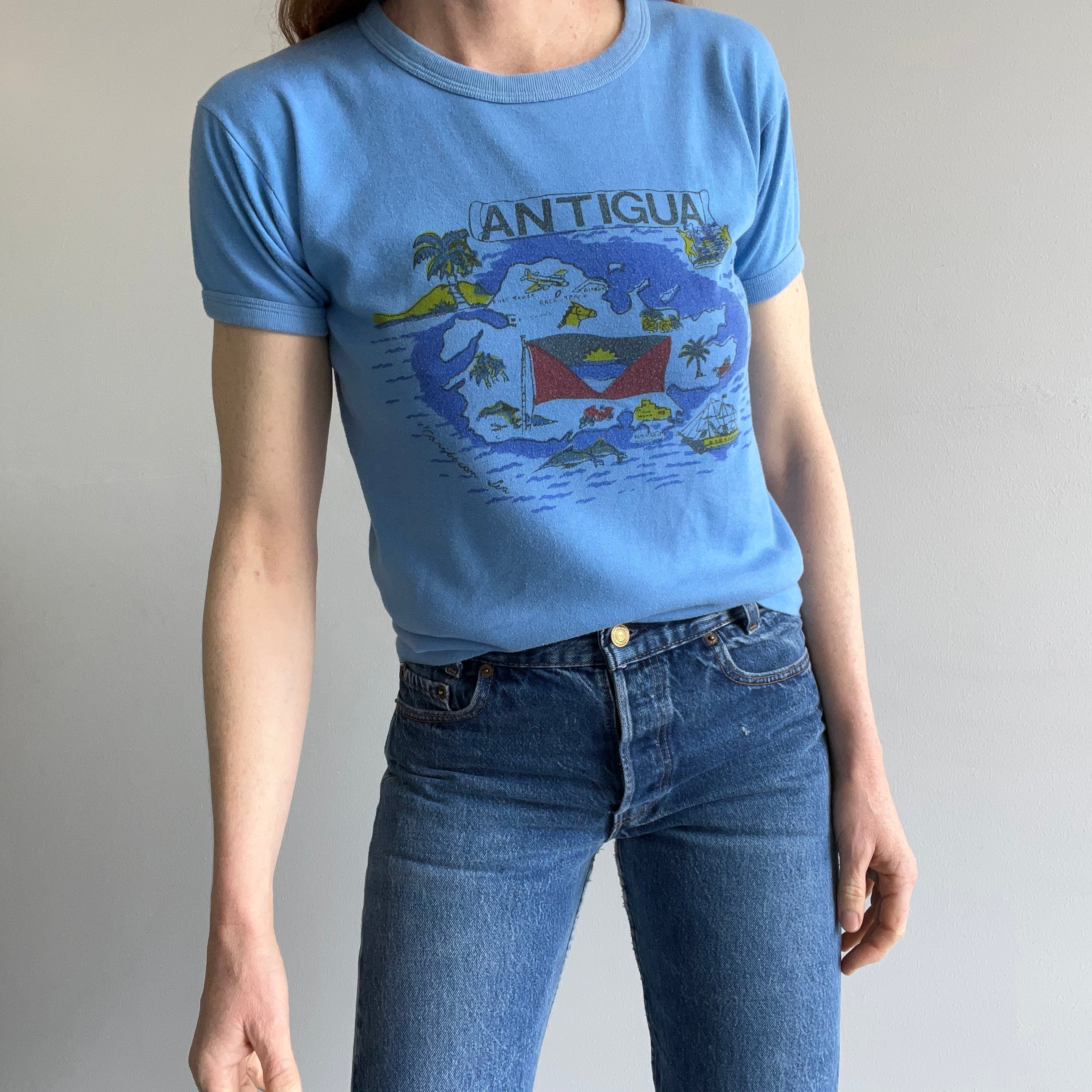 1970s Antigua Baby Ring Tourist T-Shirt (Check Out The Hang Tag)