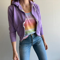 1980s Track & Court Lavender Purple Zip Up Hoodie