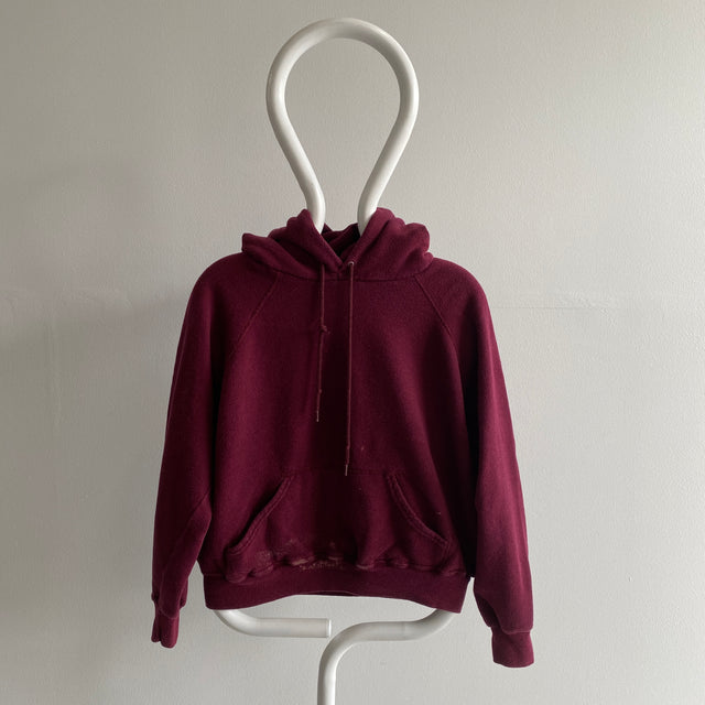 1980s Burgundy Bleach Stained Sweat à capuche épais