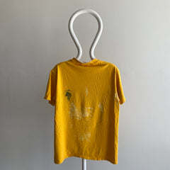 1980s Bleach and Paint Stained Atlanta Audubon Pelican Cotton Graphic T-Shirt