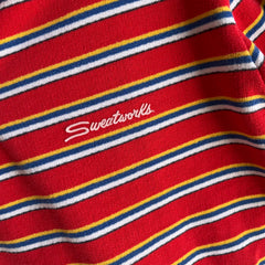 GG 1980s Rad Rad Rad Henley Striped Sweatshirt with a Pouch!