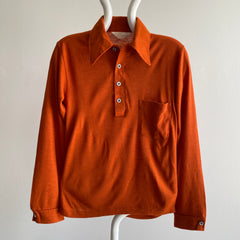 1970s Epic Rusty Long Sleeve Pocket Polo In Excellent Condition