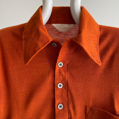 1970s Epic Rusty Long Sleeve Pocket Polo In Excellent Condition