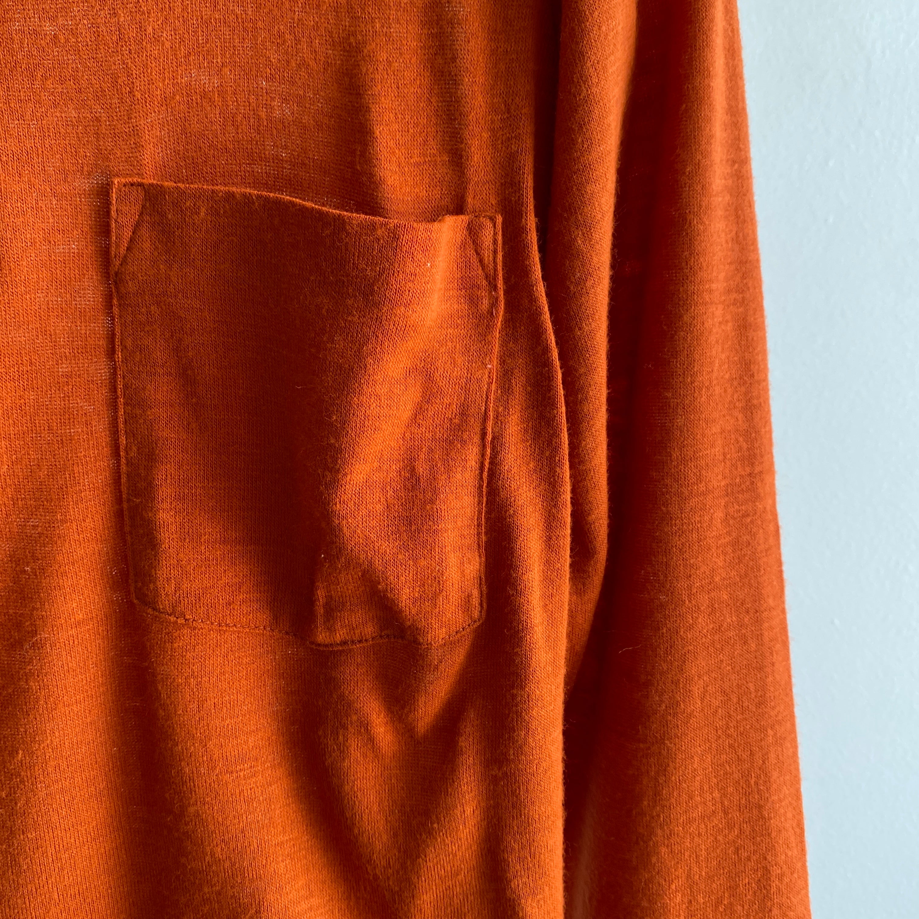 1970s Epic Rusty Long Sleeve Pocket Polo In Excellent Condition