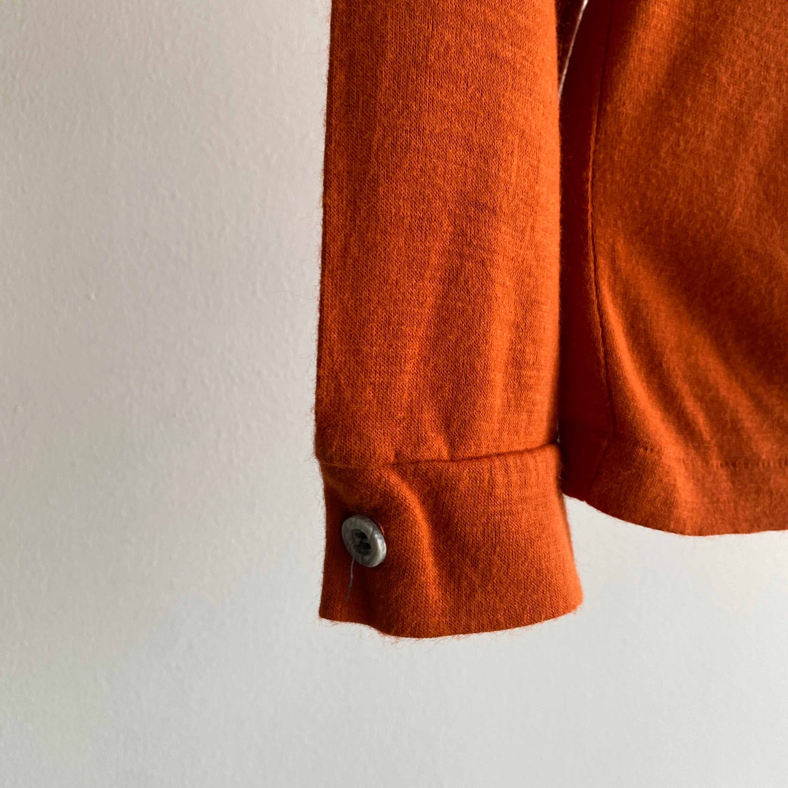 1970s Epic Rusty Long Sleeve Pocket Polo In Excellent Condition