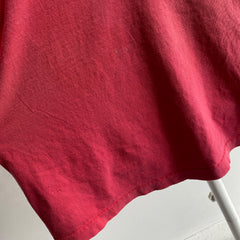 1980/90s Sun Faded Tattered Beat Up Red Blank Pocket T-Shirt by BVD