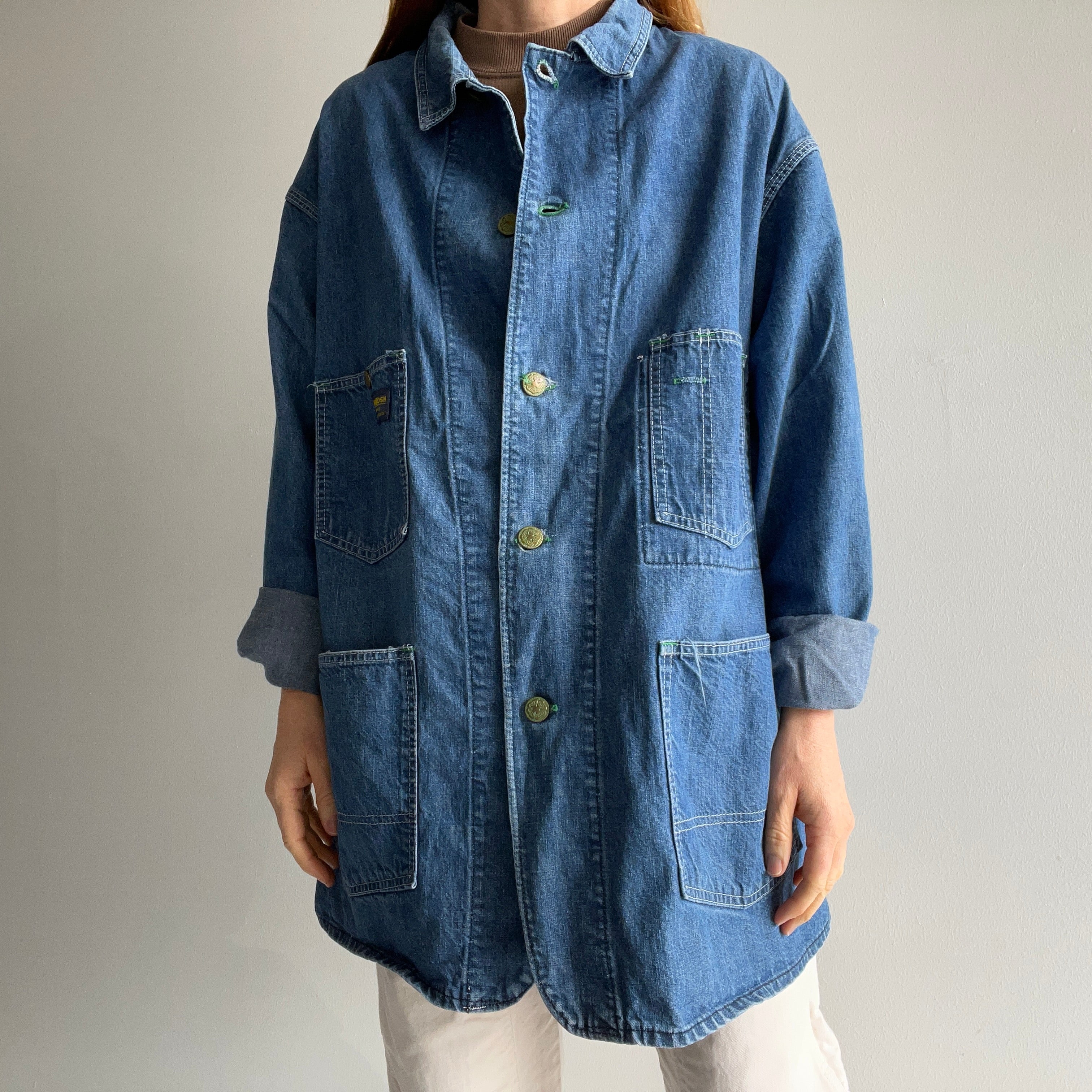 1980s Oversized USA Made OshKosh Lightweight Denim Chore Coat