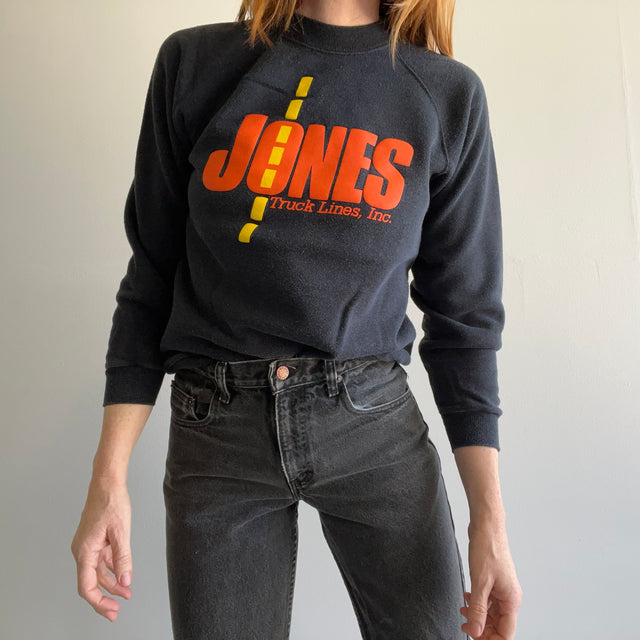 Sweat-shirt raglan délavé Jones Trucking des années 1980