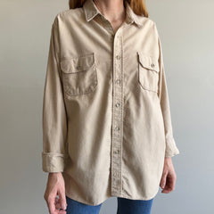 1980s USA MADE WOOLRICH Soft Faded Khaki Colored Flannel