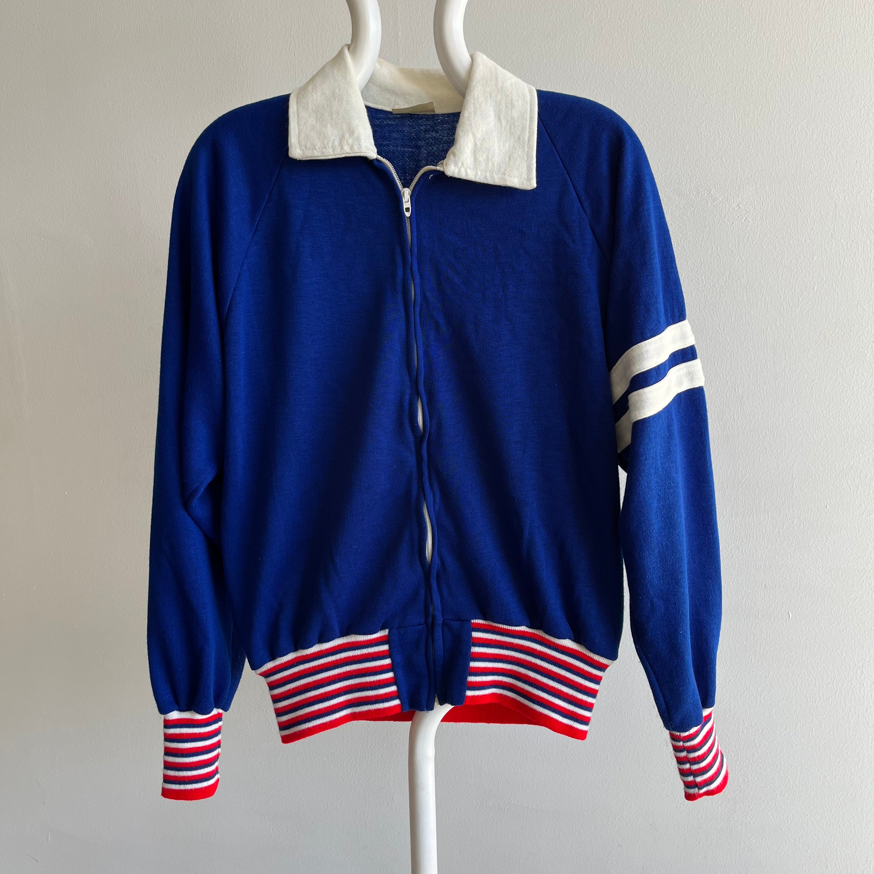 GG 1970s Kings Road par Sears Super Rad/Soft Collared Zip Up