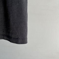 T-shirt 50/50 blanc délavé noir à gris des années 1980 par Duke