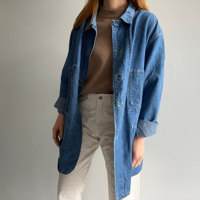 1980s Oversized USA Made OshKosh Lightweight Denim Chore Coat