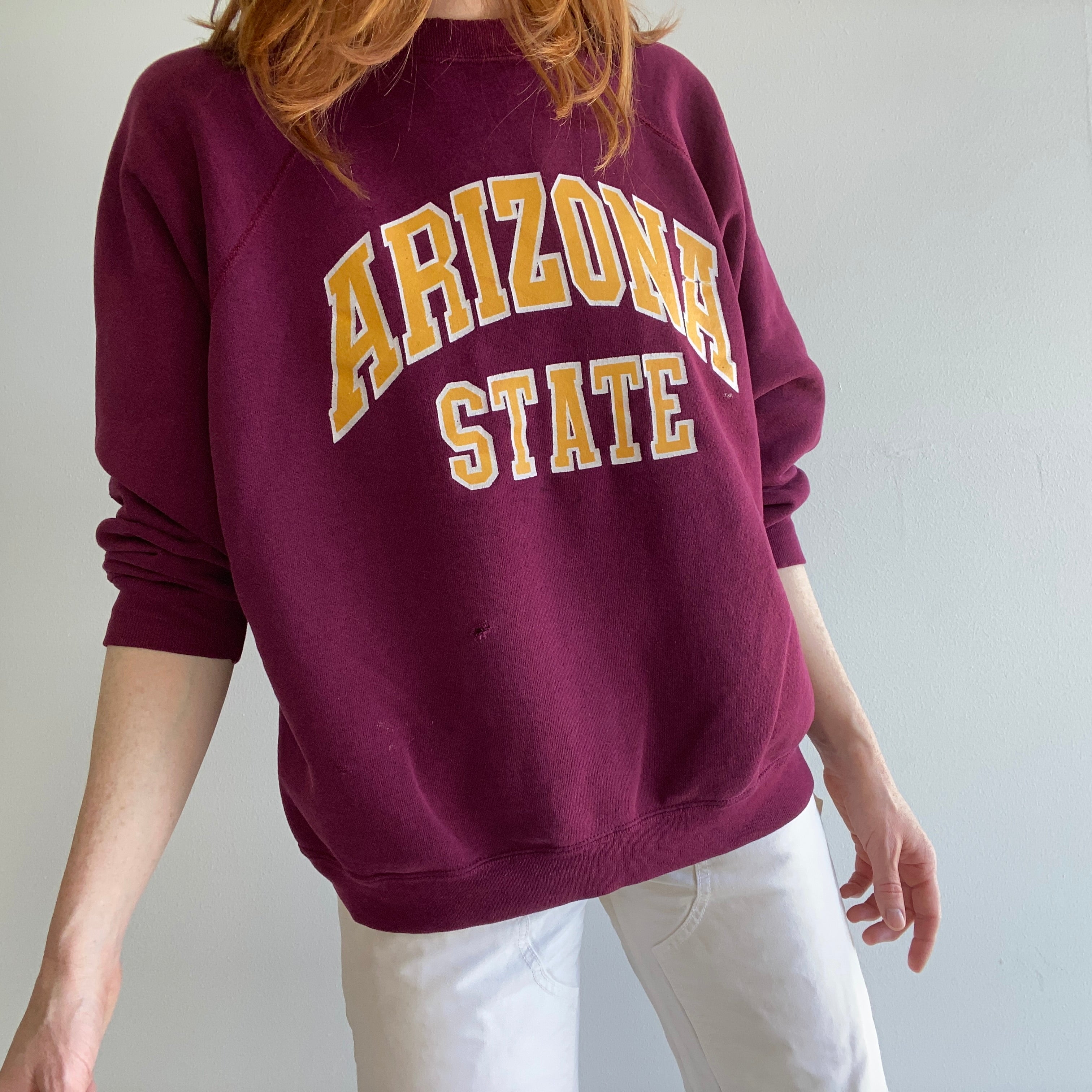 1980s Discus Arizona State Double Arm Gusset Sweatshirt - Oversized