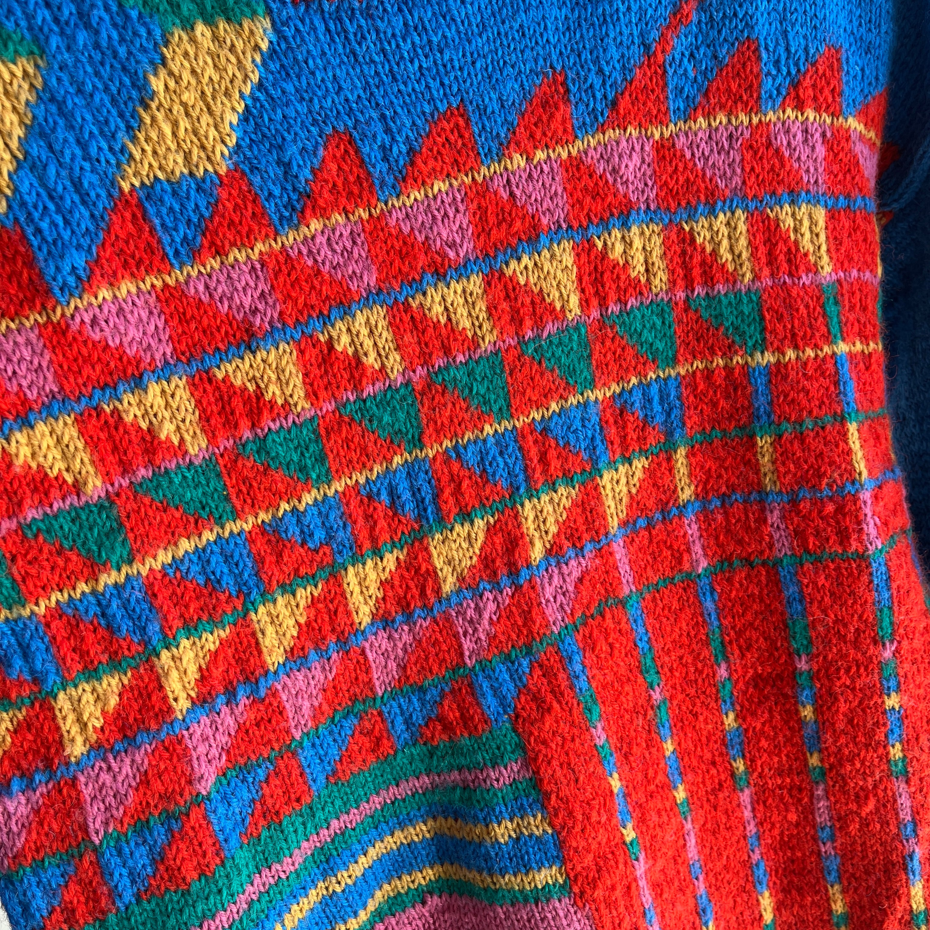 1980s Hand (I'm pretty sure) Knit Geometric Sweater