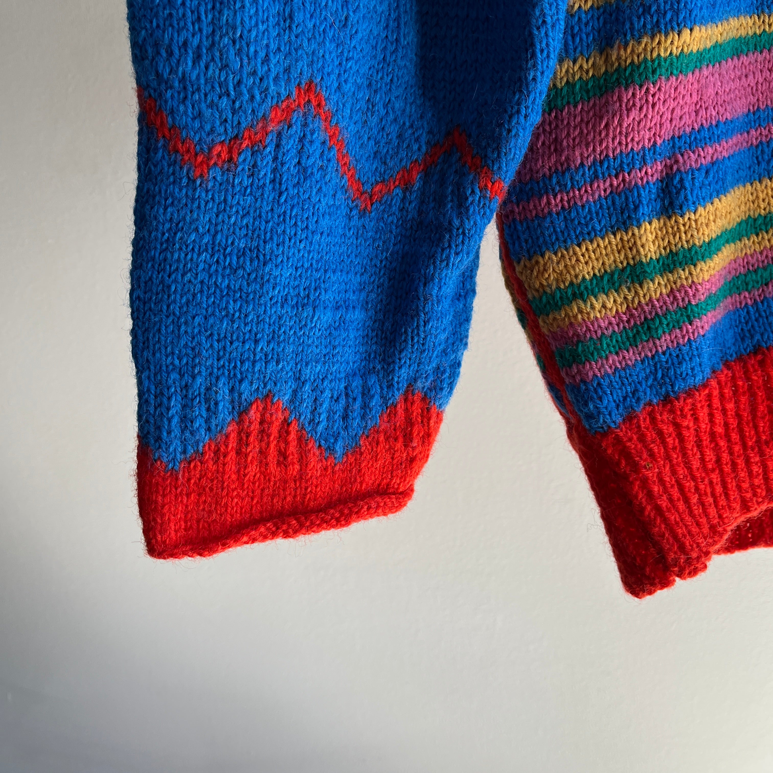 1980s Hand (I'm pretty sure) Knit Geometric Sweater