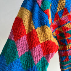 1980s Hand (I'm pretty sure) Knit Geometric Sweater