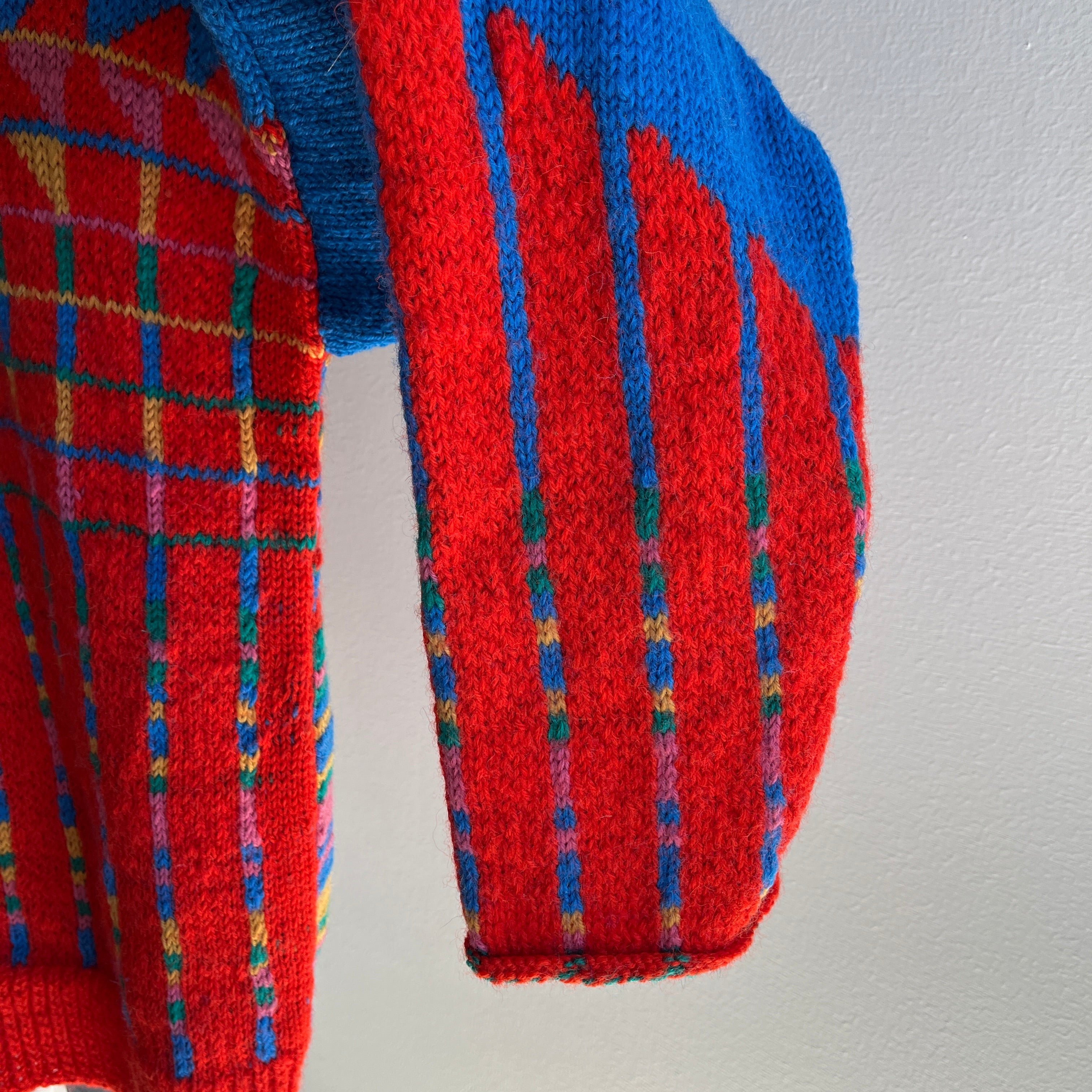 1980s Hand (I'm pretty sure) Knit Geometric Sweater