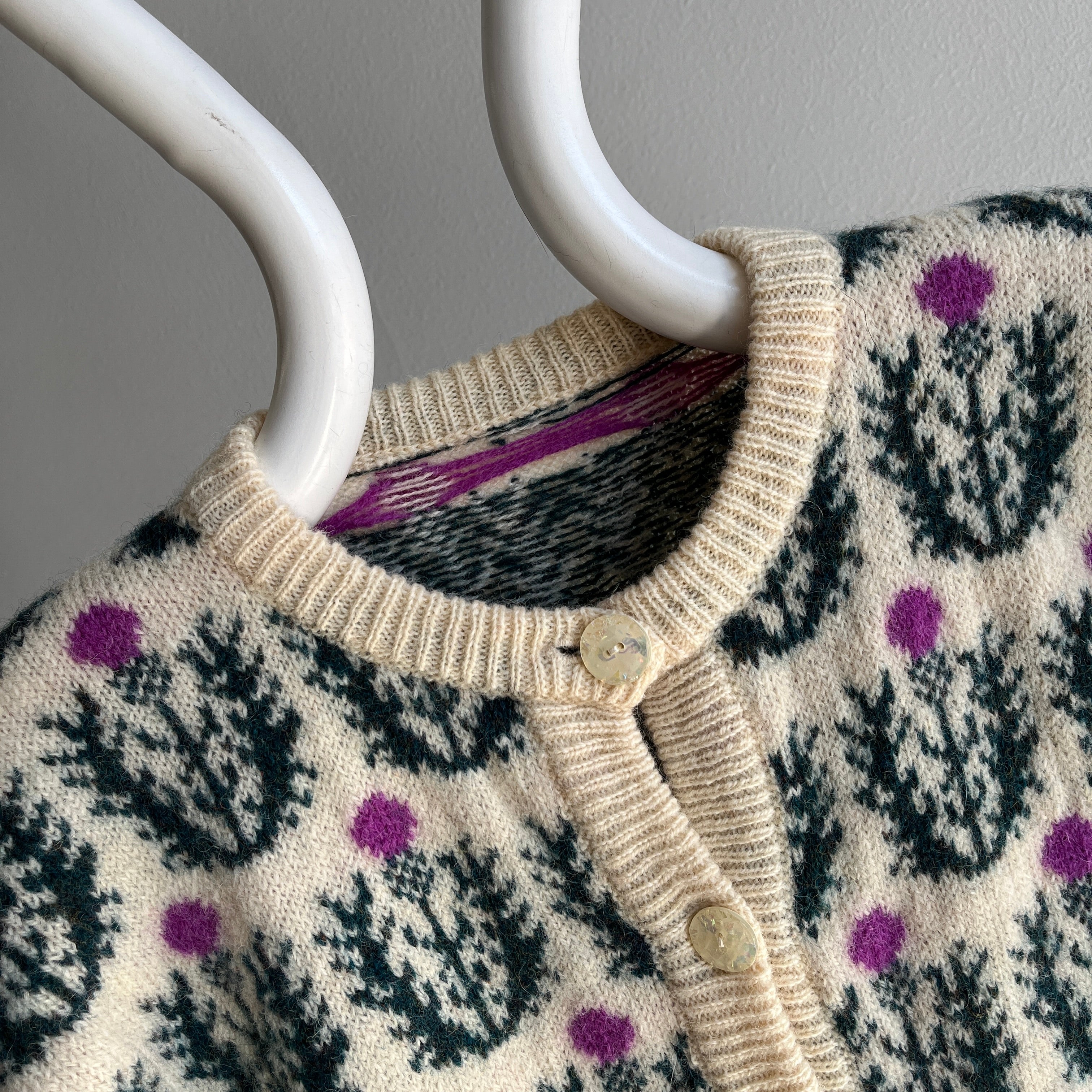 1960s Thistle Handknit Sweater with the Coolest Buttons