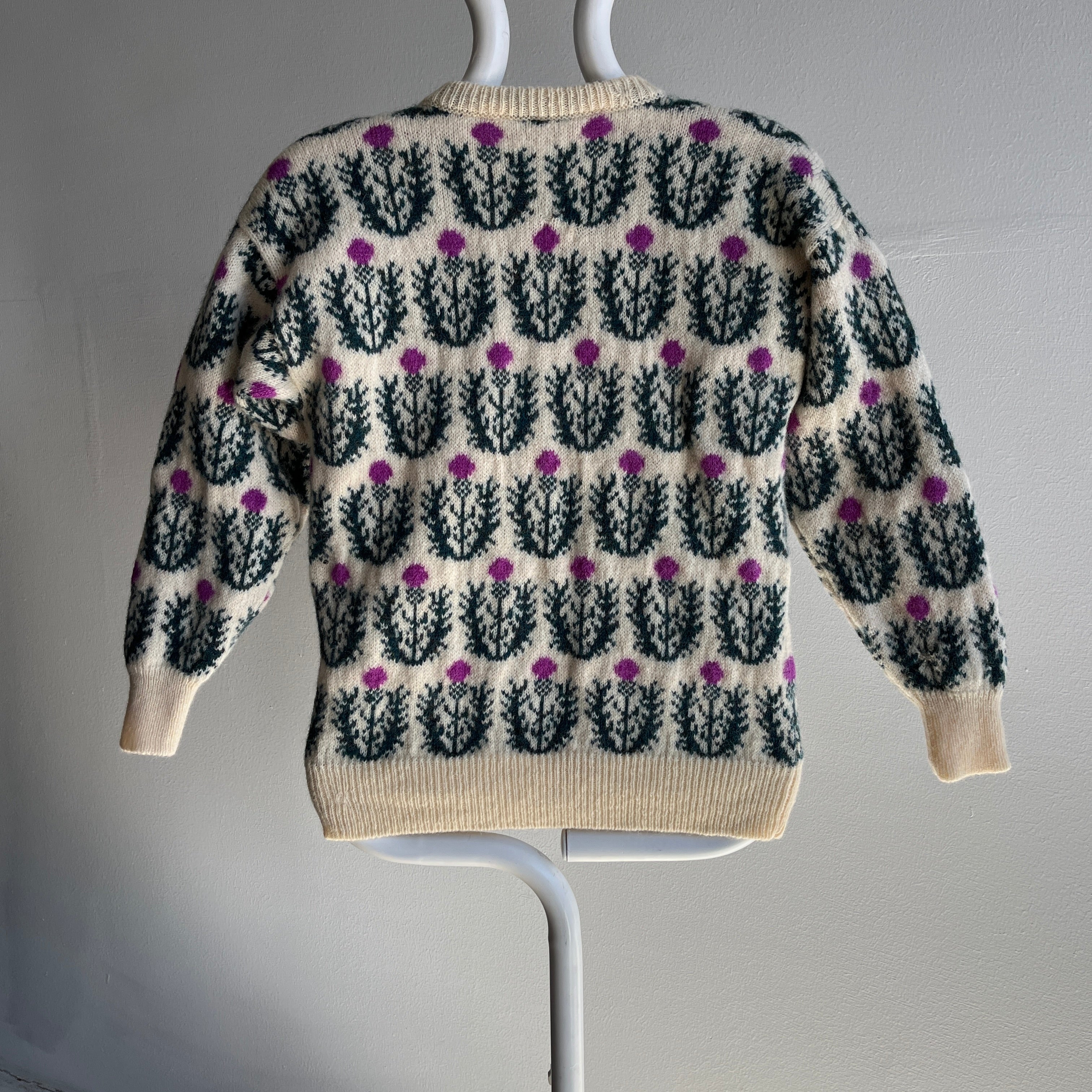 1960s Thistle Handknit Sweater with the Coolest Buttons