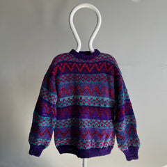 1980s Hand Knit Medium Chunky Knit Sweater - Yes!